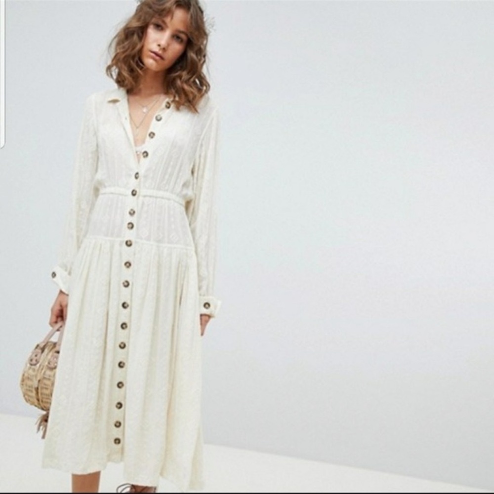 Free People Diamond Head Embroidered Shirt dress